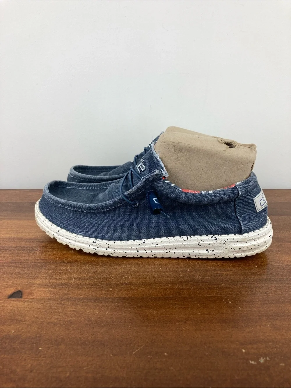 Hey Dude Wally Stretch Blue Loafers Slip On Shoes Speckled Sole Men’s Size 9.